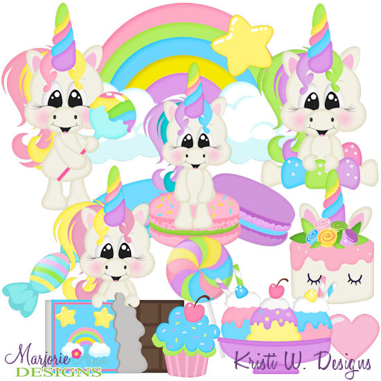Sweet Unicorns SVG Cutting Files/Paper Piecing +Clipart - Click Image to Close